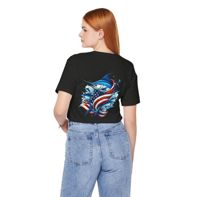 Patriotic Marlin Graphic Fishing Tee