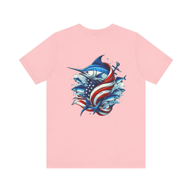 Patriotic Marlin Graphic Fishing Tee