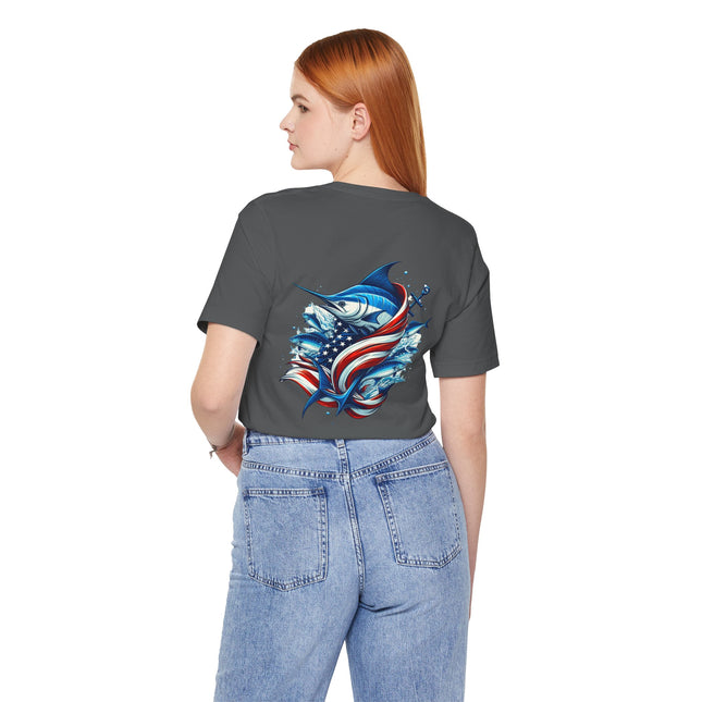 Patriotic Marlin Graphic Fishing Tee
