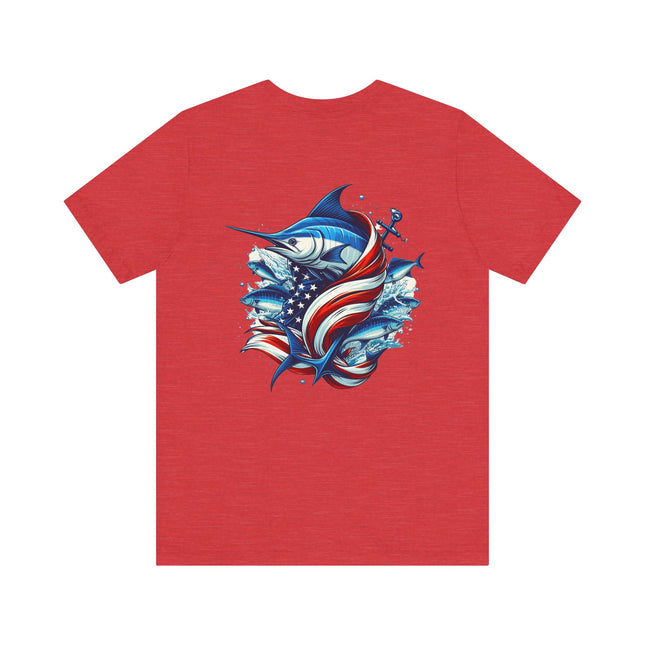 Patriotic Marlin Graphic Fishing Tee