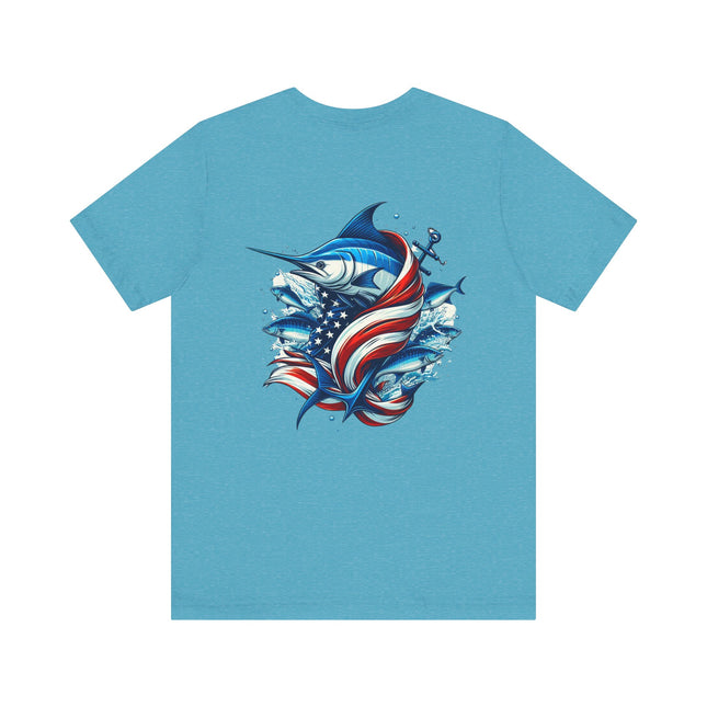 Patriotic Marlin Graphic Fishing Tee