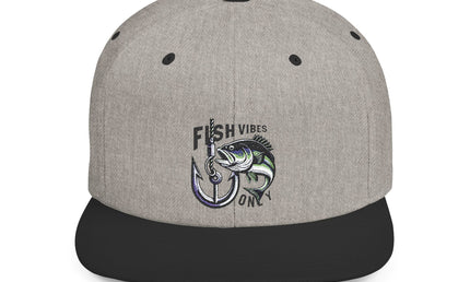 Fish Vibes Flat Bill Snapback Hat with Fish Design