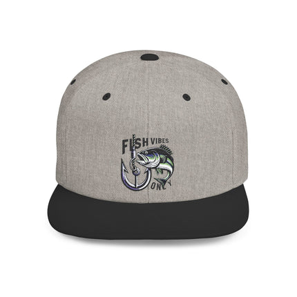Fish Vibes Flat Bill Snapback Hat with Fish Design