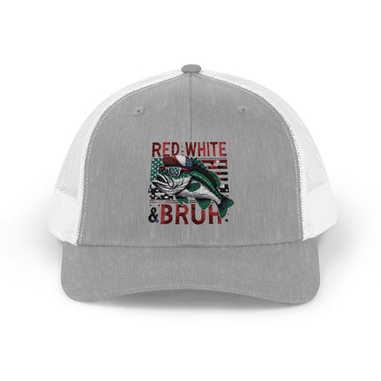 Patriotic Fishing Snapback Cap, Outdoor Hat, Red White & Bruh Cap