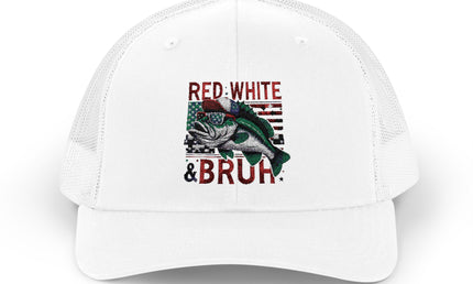 Patriotic Fishing Snapback Cap, Outdoor Hat, Red White & Bruh Cap