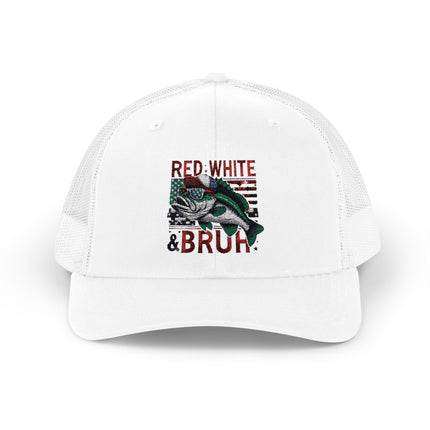 Patriotic Fishing Snapback Cap, Outdoor Hat, Red White & Bruh Cap