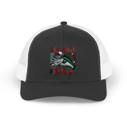 Patriotic Fishing Snapback Cap, Outdoor Hat, Red White & Bruh Cap