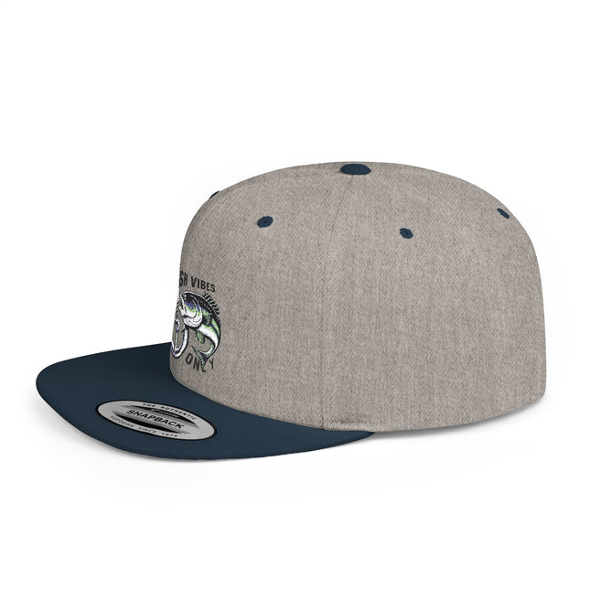 Fish Vibes Flat Bill Snapback Hat with Fish Design