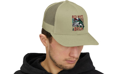 Patriotic Fishing Snapback Cap, Outdoor Hat, Red White & Bruh Cap