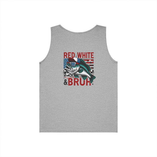 Patriotic Red, White, & Bruh Fishing Tank Top