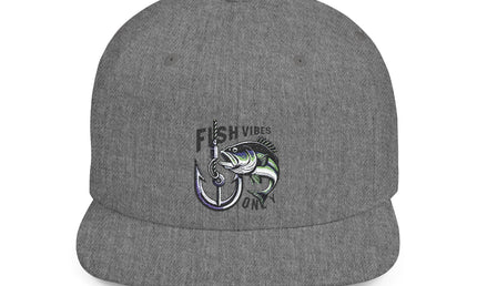 Fish Vibes Flat Bill Snapback Hat with Fish Design