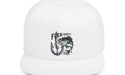 Fish Vibes Flat Bill Snapback Hat with Fish Design