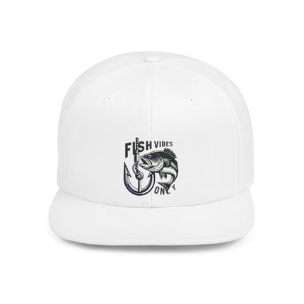 Fish Vibes Flat Bill Snapback Hat with Fish Design