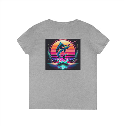 Graphic Marlin Ladies' V-Neck T-Shirt