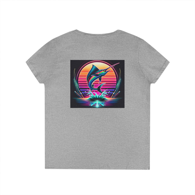 Graphic Marlin Ladies' V-Neck T-Shirt
