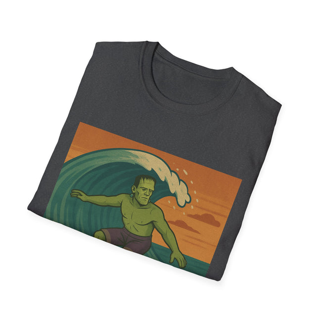 Frankenstein Surfing Halloween Holiday Unisex Graphic Tee