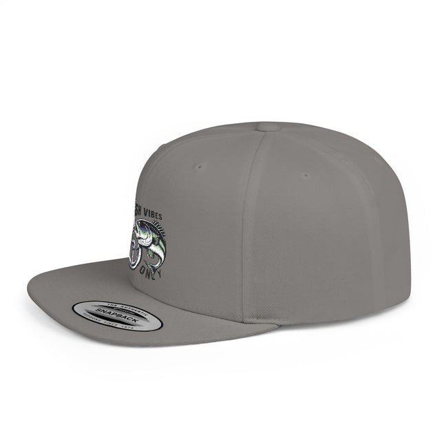 Fish Vibes Flat Bill Snapback Hat with Fish Design