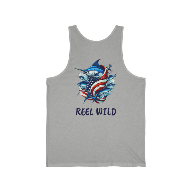 Reel Wild Marlin Fishing Themed Unisex Jersey Tank Top