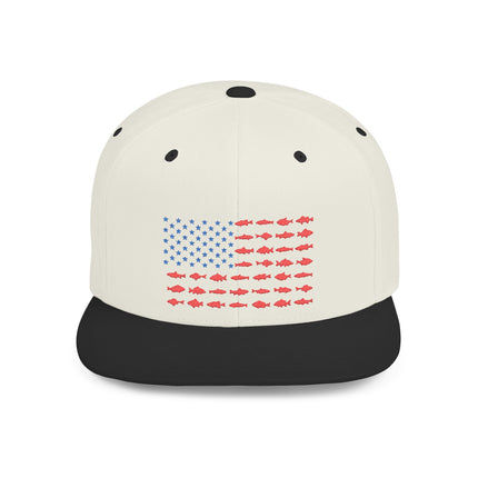 Patriotic Flat Bill Snapback Hat with Flag Design