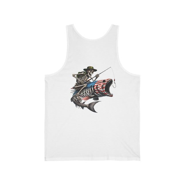 Skeleton Fishing Themed Unisex Jersey Tank Top