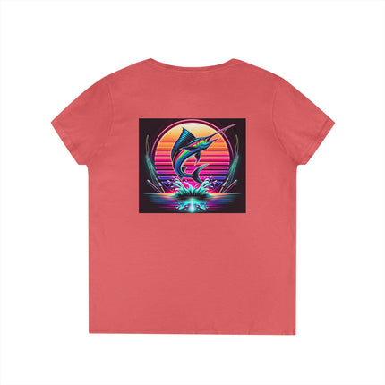 Graphic Marlin Ladies' V-Neck T-Shirt