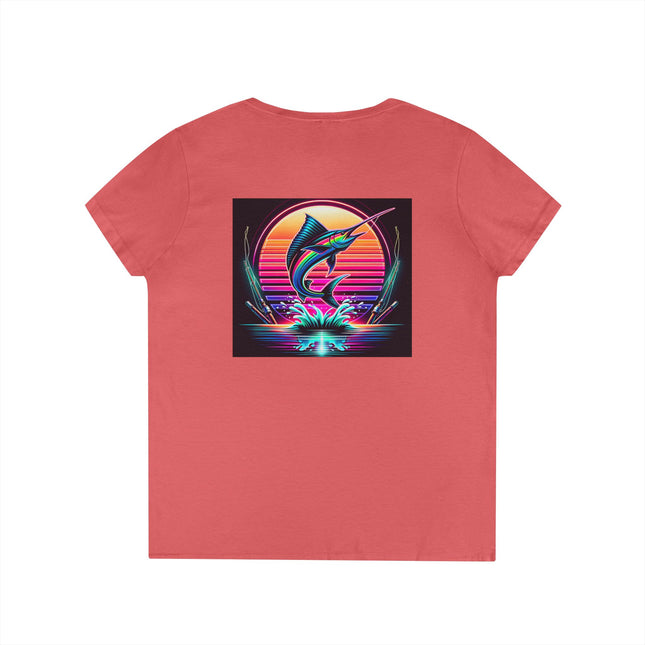 Graphic Marlin Ladies' V-Neck T-Shirt