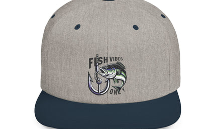 Fish Vibes Flat Bill Snapback Hat with Fish Design