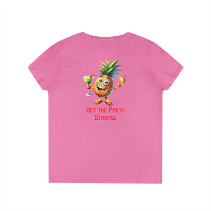 Party Pineapple Ladies' V-Neck T-Shirt