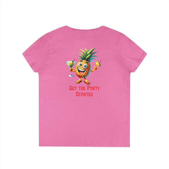 Party Pineapple Ladies' V-Neck T-Shirt