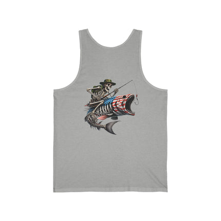 Skeleton Fishing Themed Unisex Jersey Tank Top