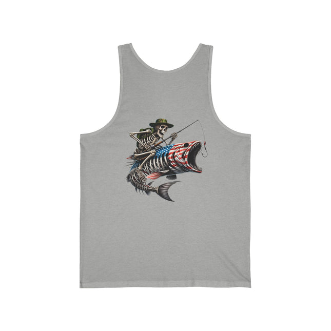 Skeleton Fishing Themed Unisex Jersey Tank Top