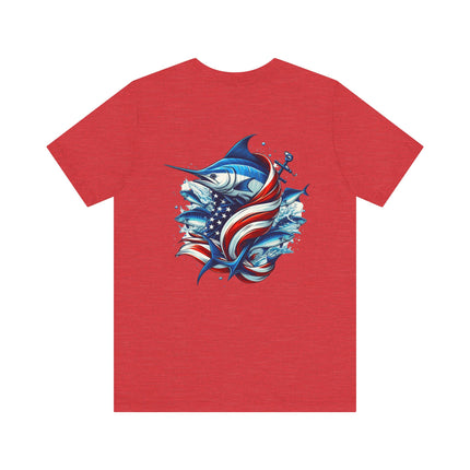 Patriotic Marlin Graphic Fishing Tee