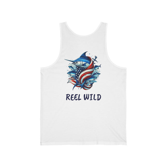Reel Wild Marlin Fishing Themed Unisex Jersey Tank Top