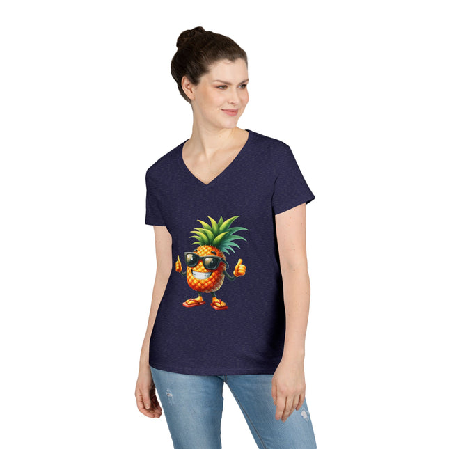 Party Pineapple Ladies' V-Neck T-Shirt