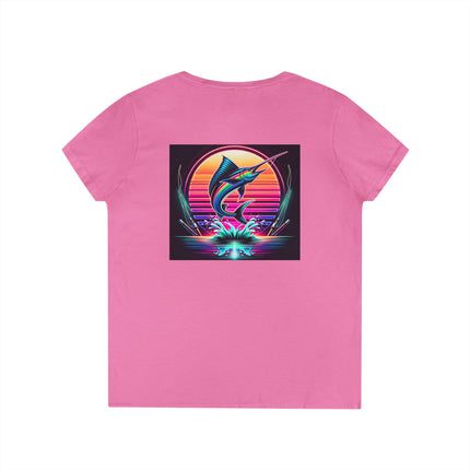 Graphic Marlin Ladies' V-Neck T-Shirt