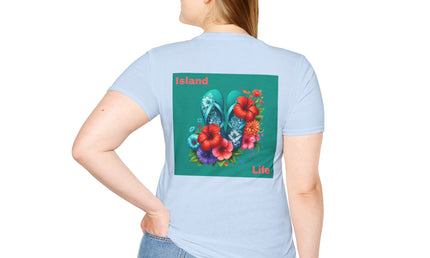 Island Life Unisex T-Shirt | Tropical Flip Flop Graphic Tee