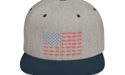 Patriotic Flat Bill Snapback Hat with Flag Design