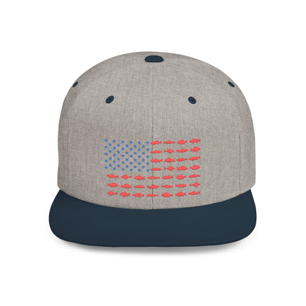 Patriotic Flat Bill Snapback Hat with Flag Design