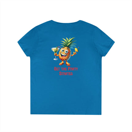 Party Pineapple Ladies' V-Neck T-Shirt