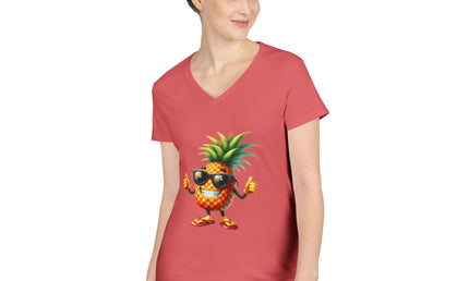 Party Pineapple Ladies' V-Neck T-Shirt