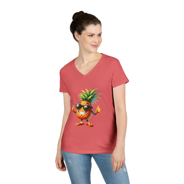 Party Pineapple Ladies' V-Neck T-Shirt