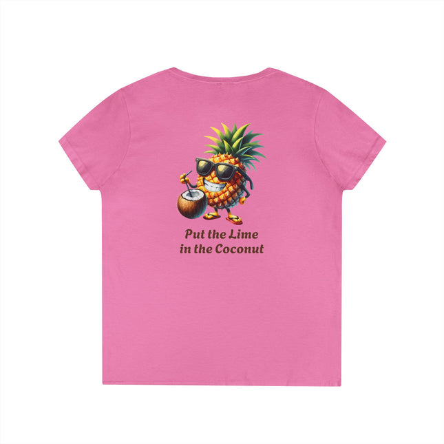 Lime Coconut Pineapple Ladies' V-Neck T-Shirt