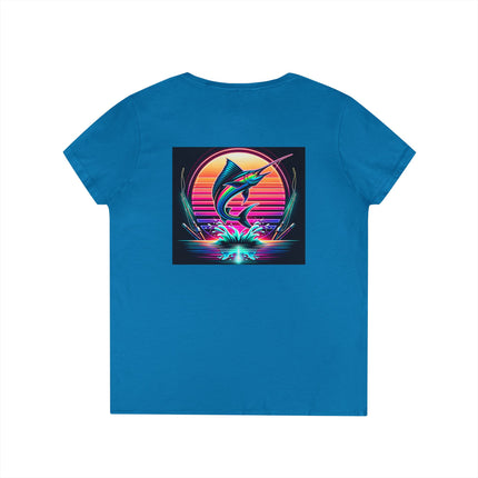 Graphic Marlin Ladies' V-Neck T-Shirt