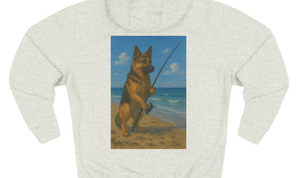 German Shepherd Fishing Fleece Hoodie