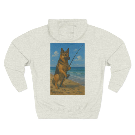 German Shepherd Fishing Fleece Hoodie