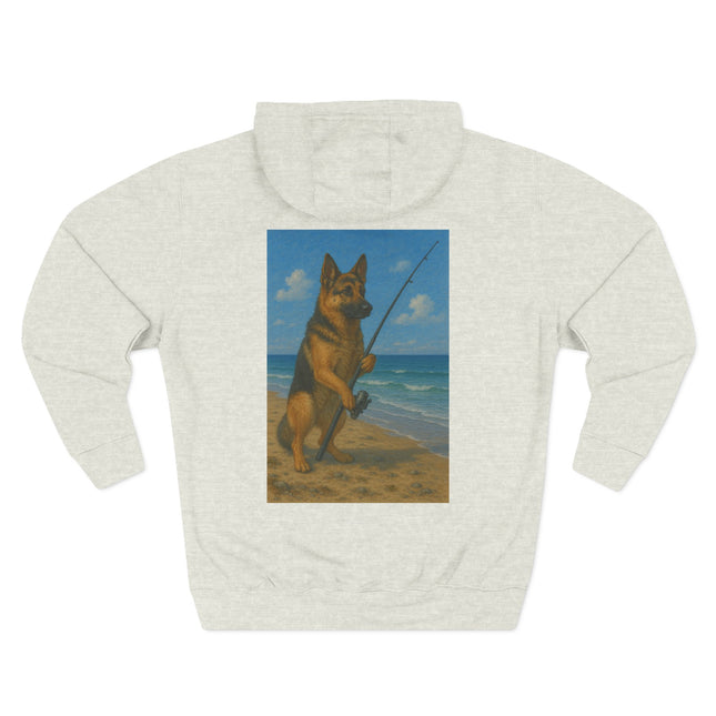 German Shepherd Fishing Fleece Hoodie