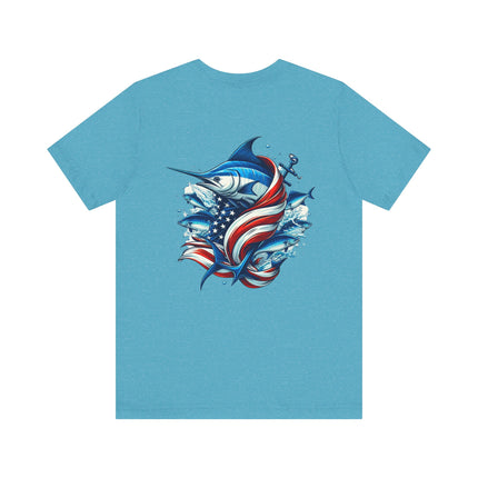 Patriotic Marlin Graphic Fishing Tee