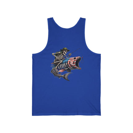 Skeleton Fishing Themed Unisex Jersey Tank Top