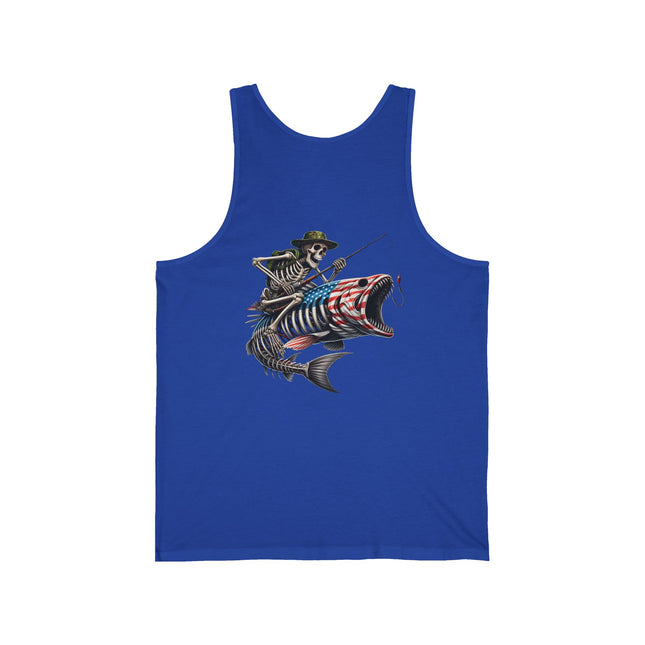 Skeleton Fishing Themed Unisex Jersey Tank Top