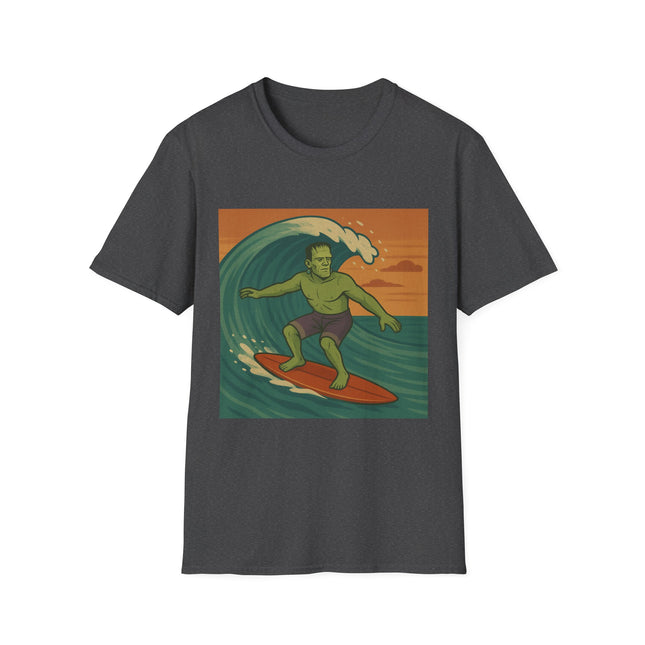 Frankenstein Surfing Halloween Holiday Unisex Graphic Tee